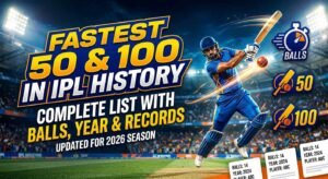 Fastest 50s and Fastest 100s in IPL History (2008–2026) Complete List, Records & Stats from Authentic Sources